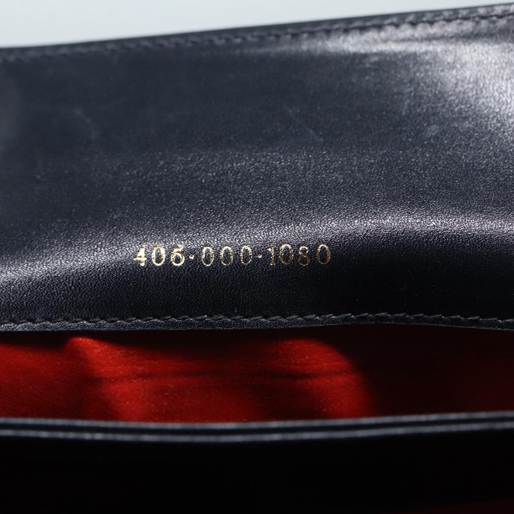 GUCCI Hand Bag Leather Navy Gold ep5528