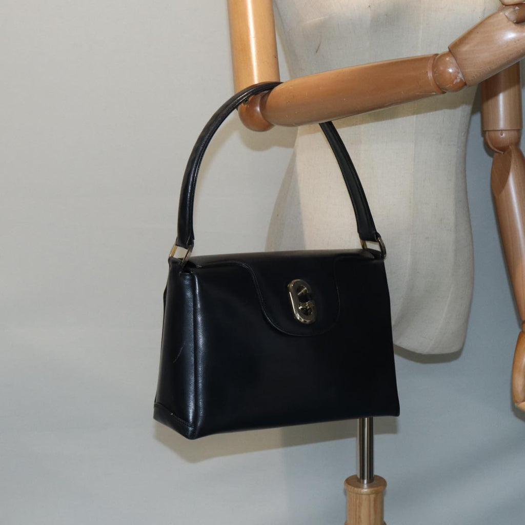GUCCI Hand Bag Leather Navy Gold ep5528