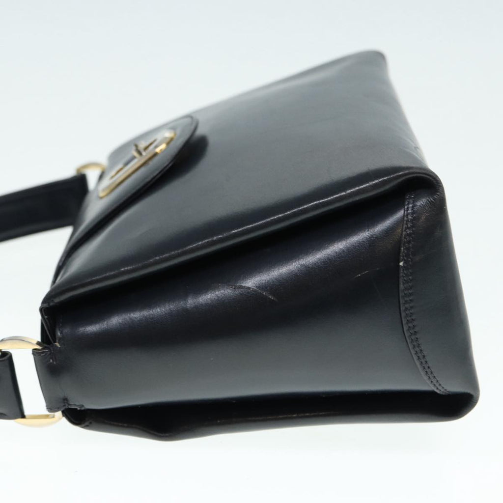 GUCCI Hand Bag Leather Navy Gold ep5528