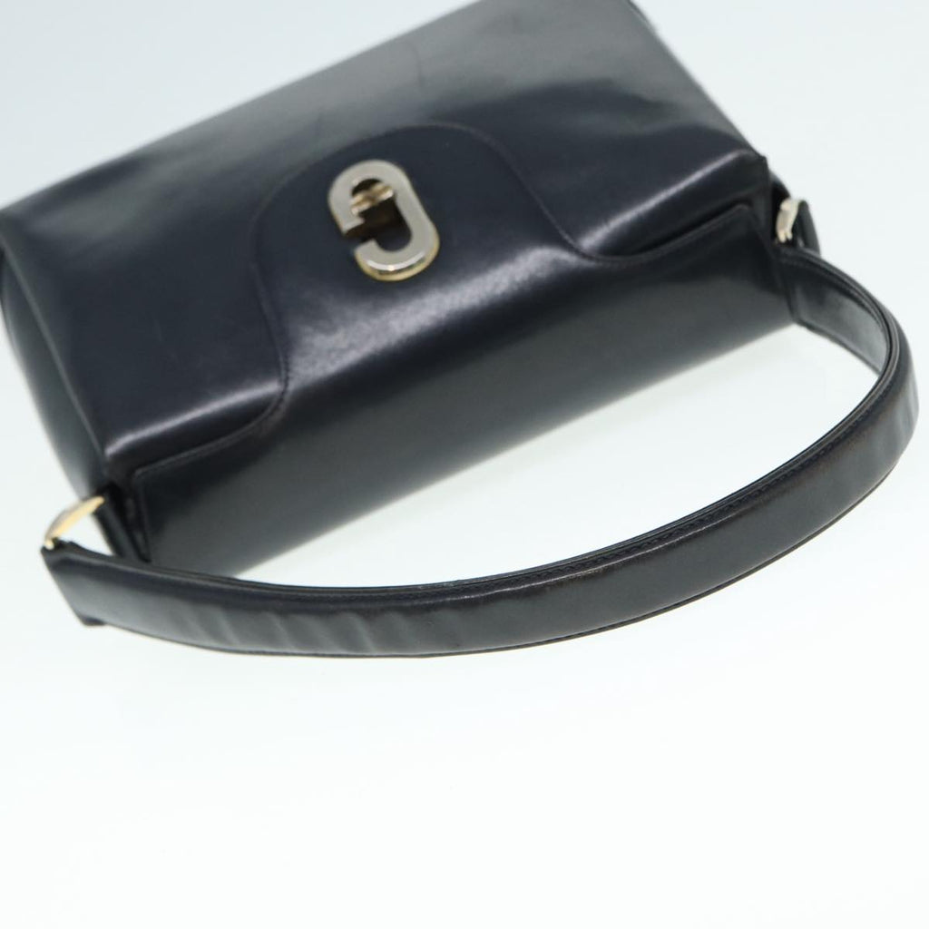 GUCCI Hand Bag Leather Navy Gold ep5528