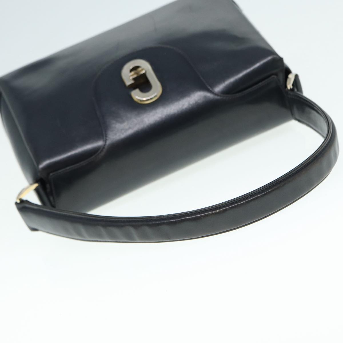 GUCCI Hand Bag Leather Navy Gold ep5528