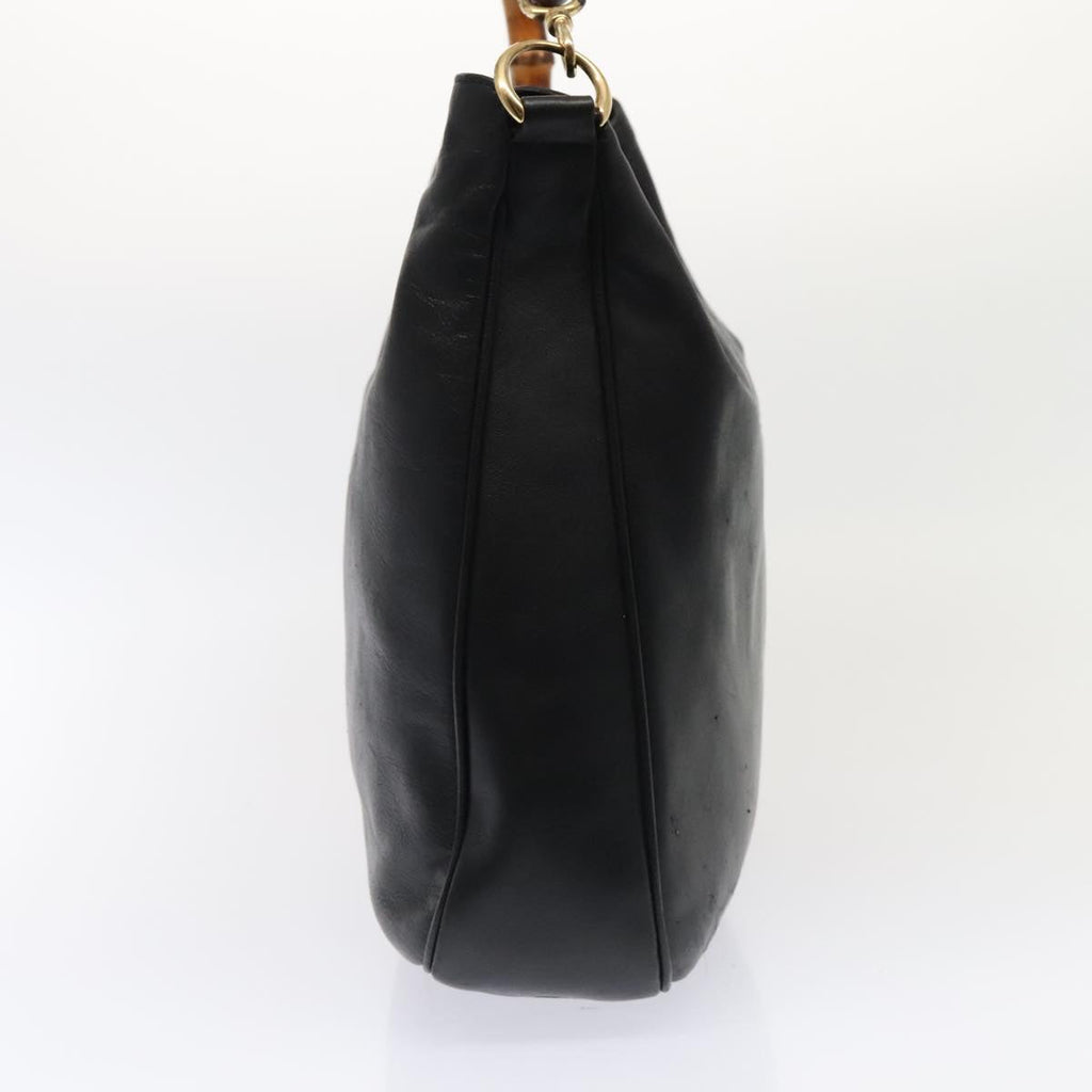 GUCCI Bamboo Shoulder Bag Leather 2way Black Gold 001 1998 1577 ep5534