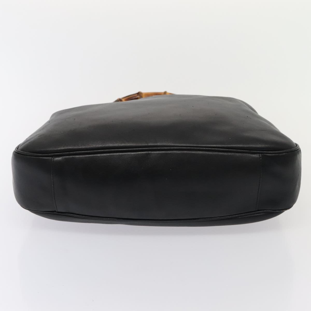 GUCCI Bamboo Shoulder Bag Leather 2way Black Gold 001 1998 1577 ep5534