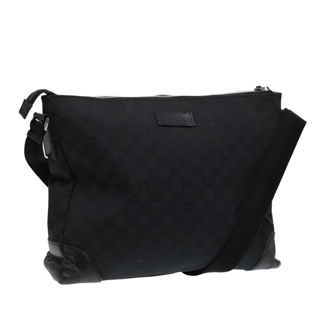 GUCCI GG Canvas Shoulder Bag Black Silver 110054 ep5541