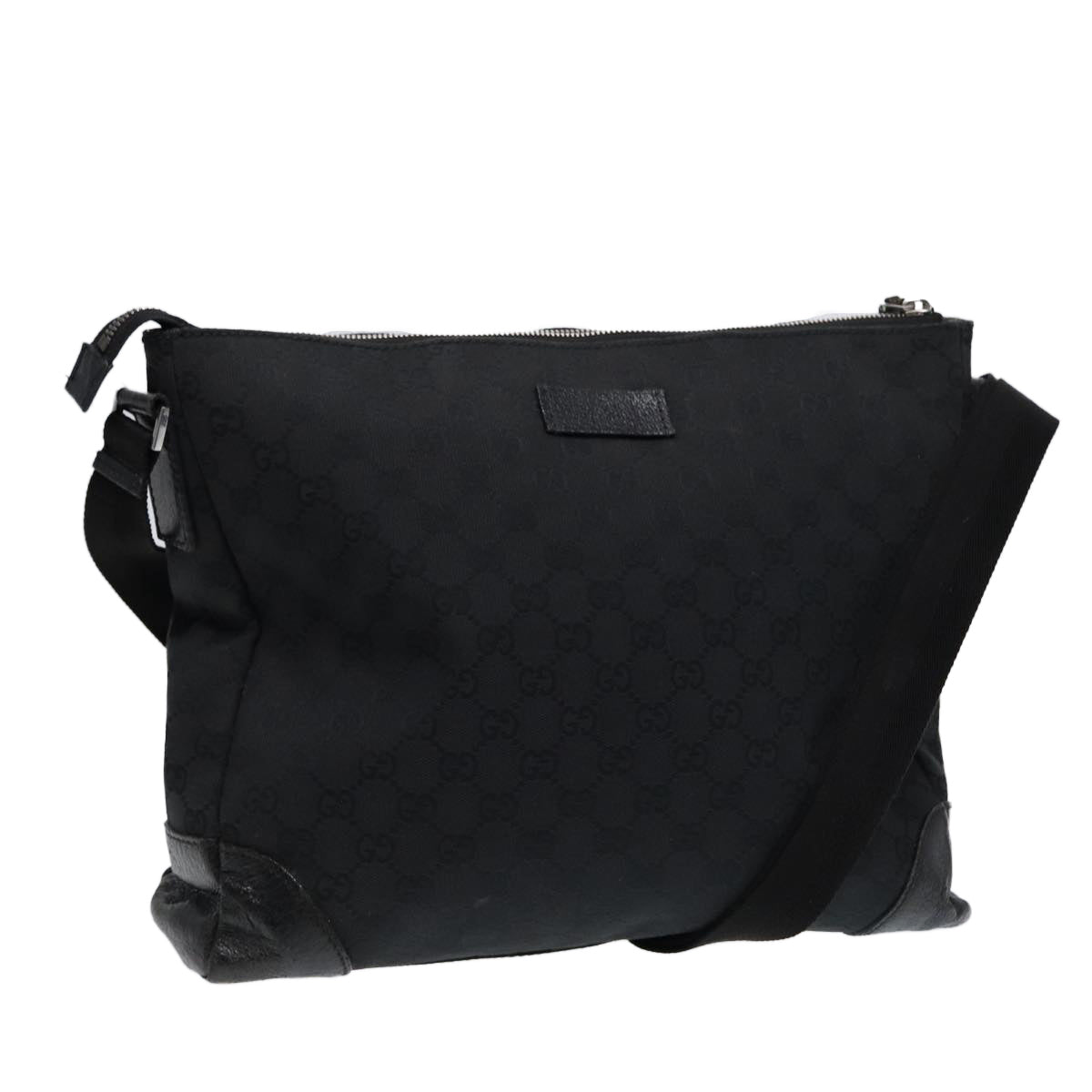 GUCCI GG Canvas Shoulder Bag Black Silver 110054 ep5541