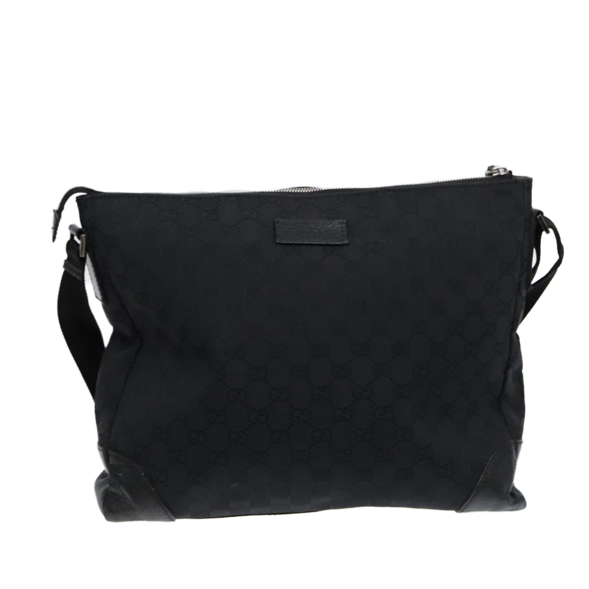 GUCCI GG Canvas Shoulder Bag Black Silver 110054 ep5541