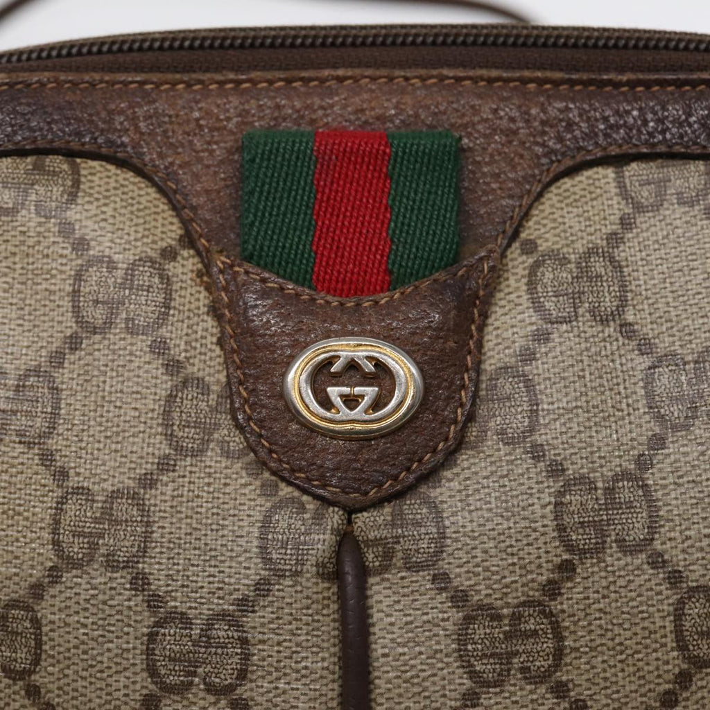 GUCCI GG Supreme Web Sherry Line Shoulder Bag PVC Beige 904 02 047 ep5542