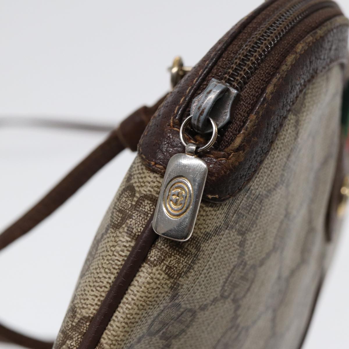 GUCCI GG Supreme Web Sherry Line Shoulder Bag PVC Beige 904 02 047 ep5542