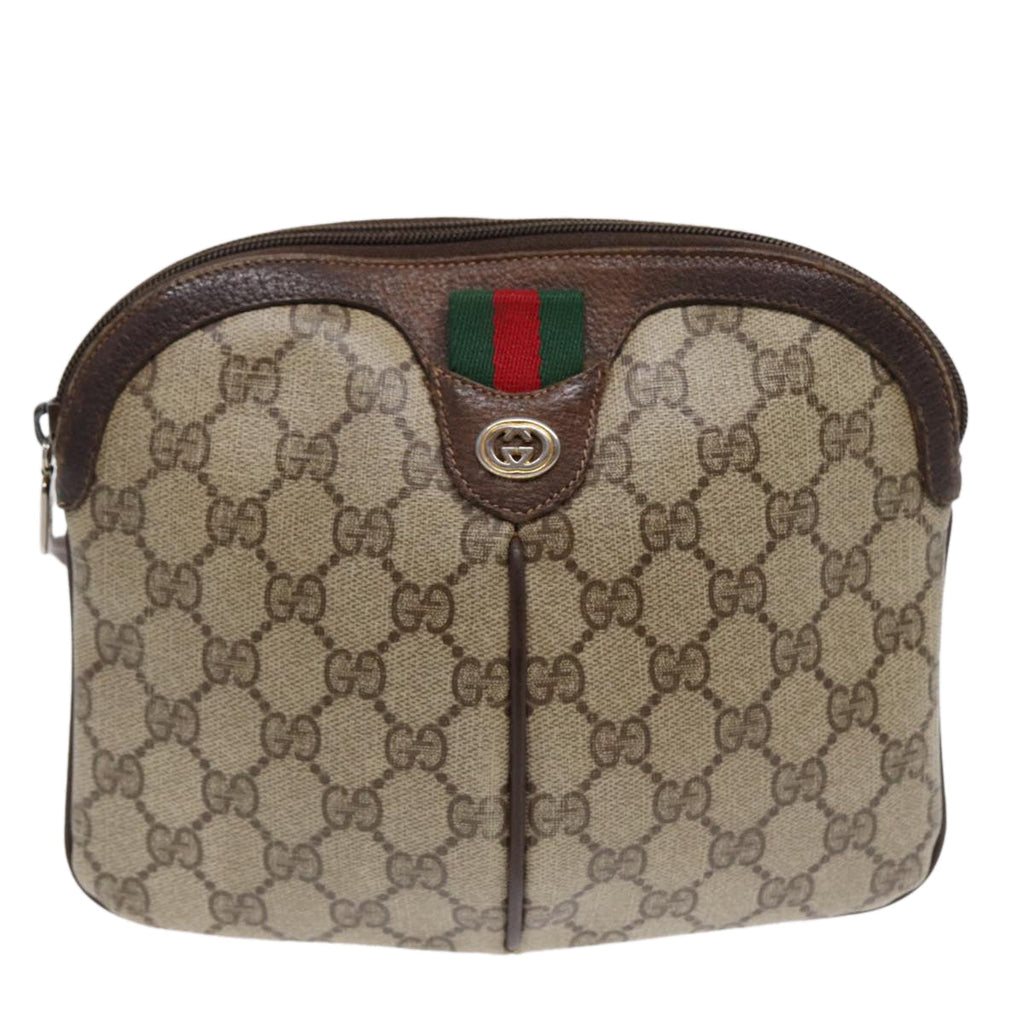 GUCCI GG Supreme Web Sherry Line Shoulder Bag PVC Beige 904 02 047 ep5542