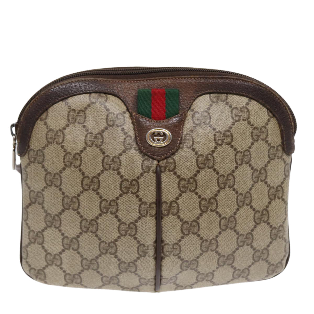 GUCCI GG Supreme Web Sherry Line Shoulder Bag PVC Beige 904 02 047 ep5542