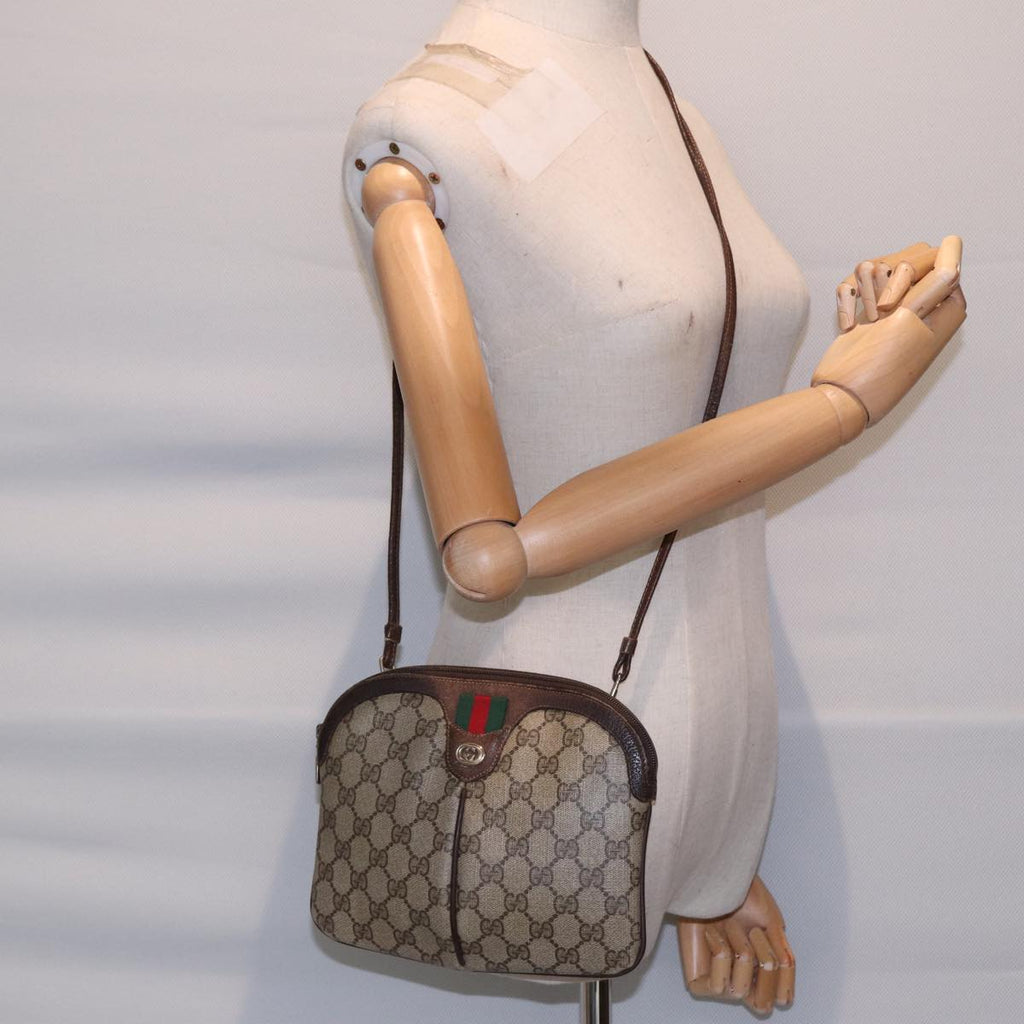 GUCCI GG Supreme Web Sherry Line Shoulder Bag PVC Beige 904 02 047 ep5542