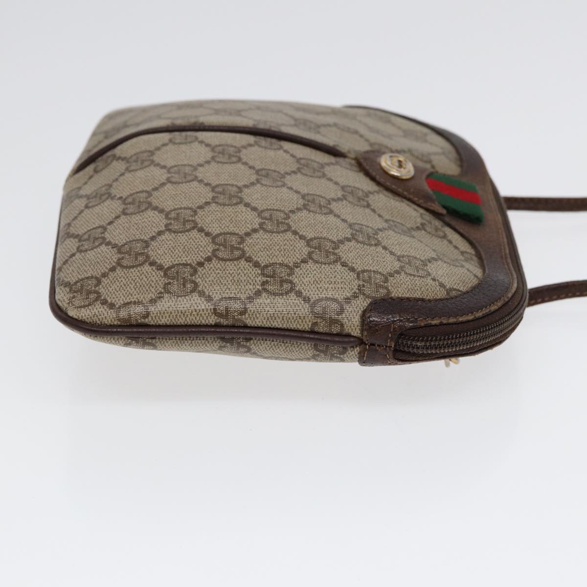 GUCCI GG Supreme Web Sherry Line Shoulder Bag PVC Beige 904 02 047 ep5542
