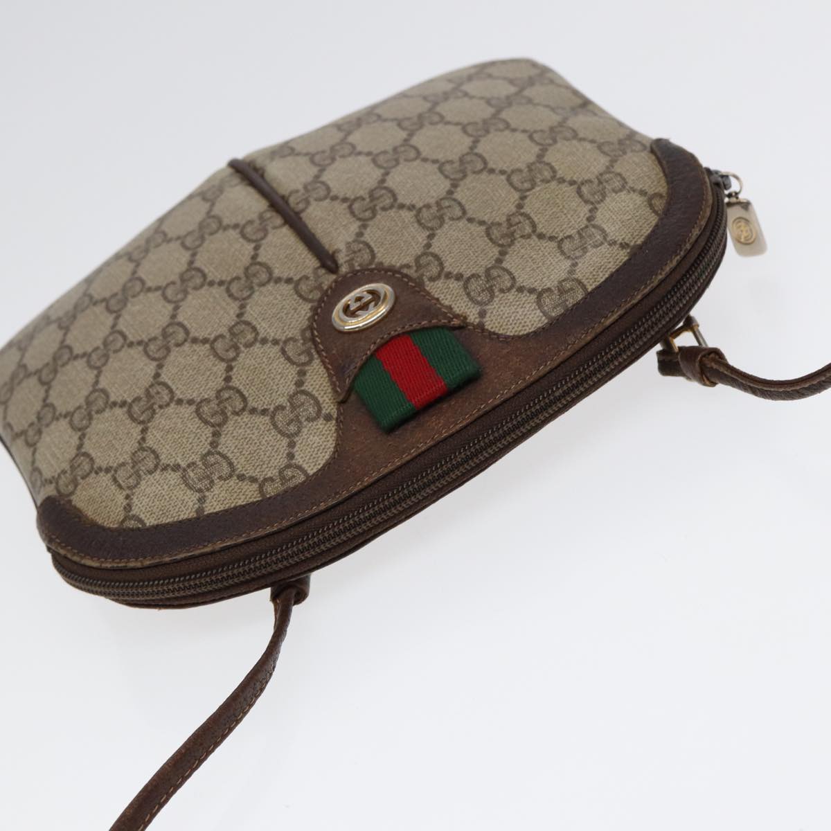 GUCCI GG Supreme Web Sherry Line Shoulder Bag PVC Beige 904 02 047 ep5542