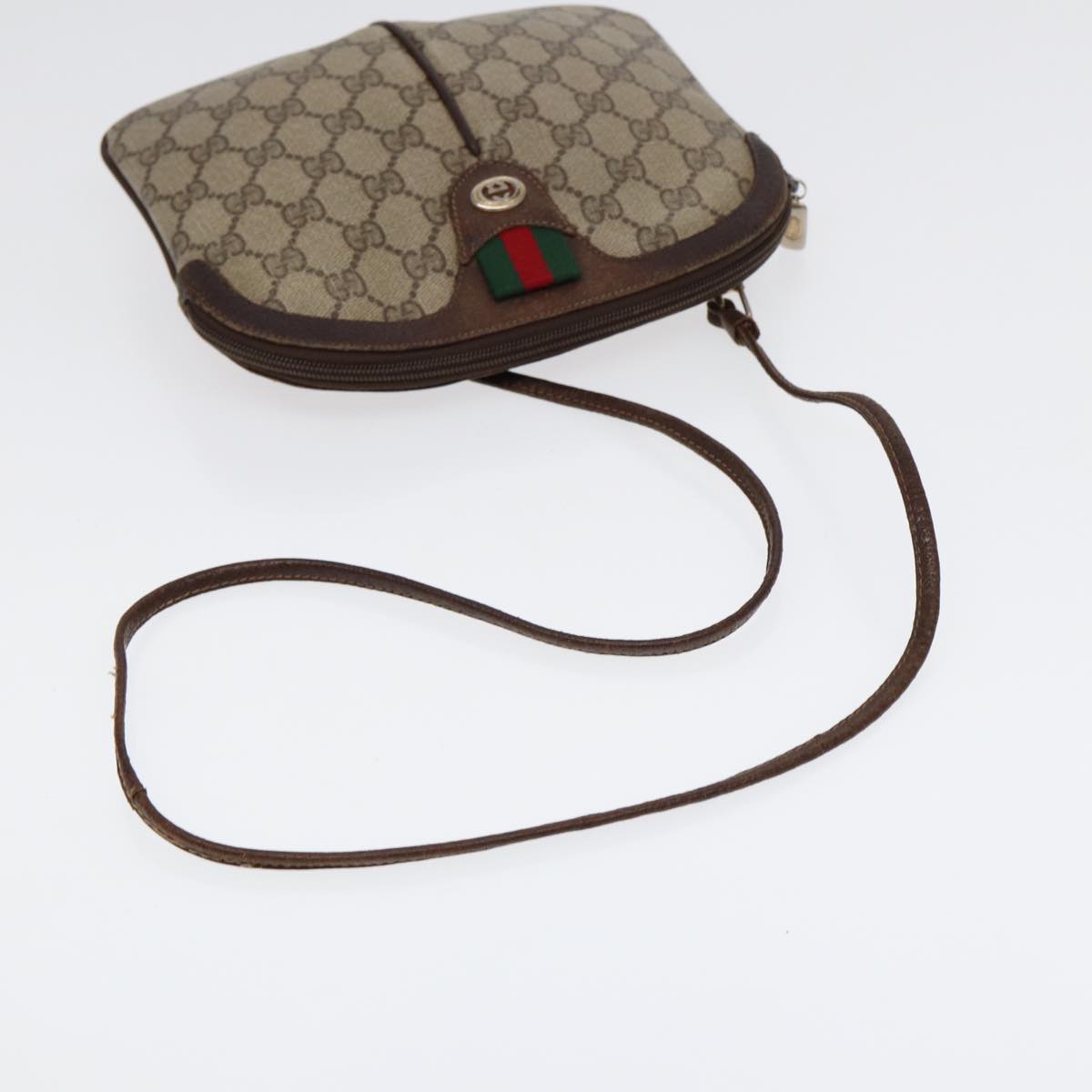GUCCI GG Supreme Web Sherry Line Shoulder Bag PVC Beige 904 02 047 ep5542