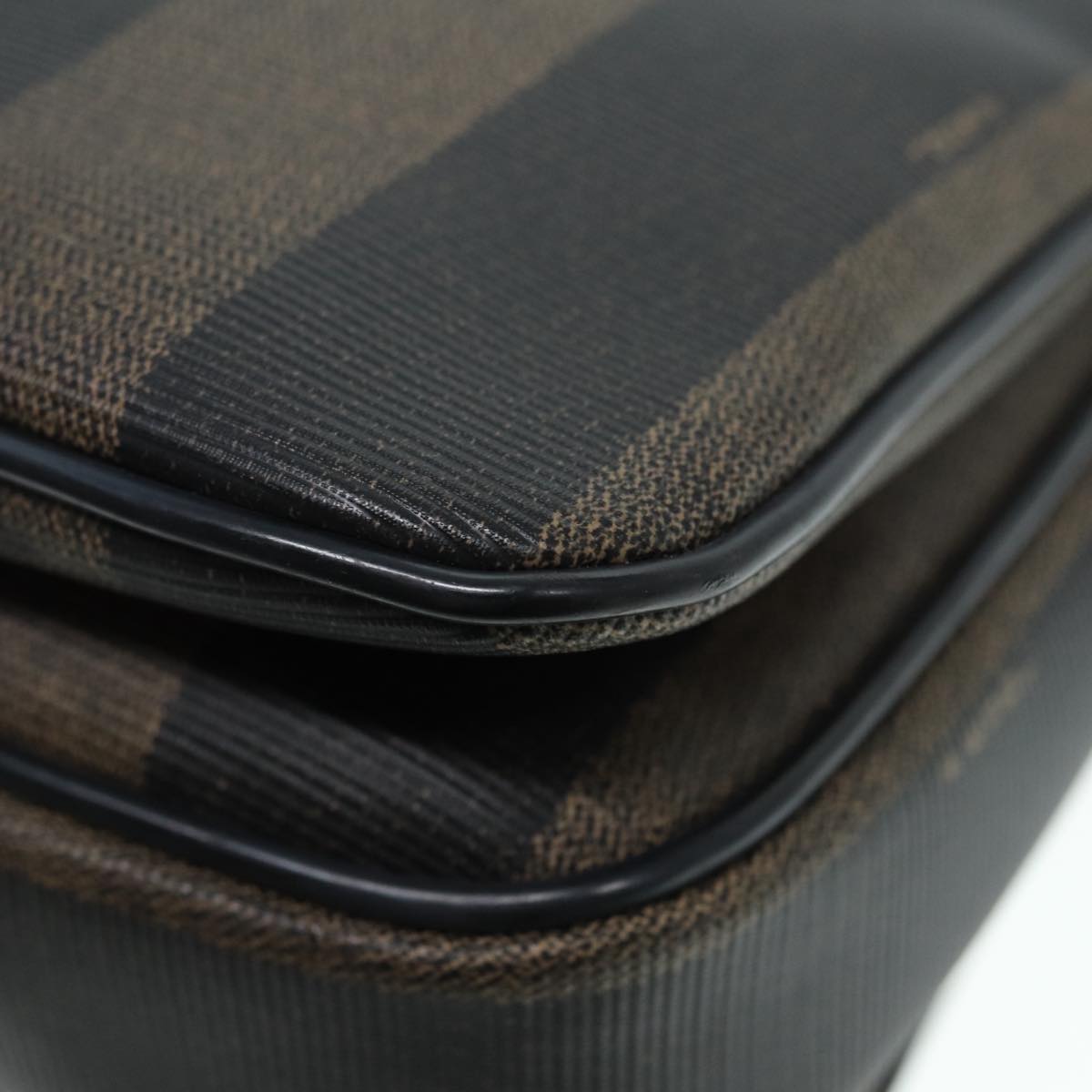 FENDI Pecan Canvas Shoulder Bag Brown Black gold ep5562