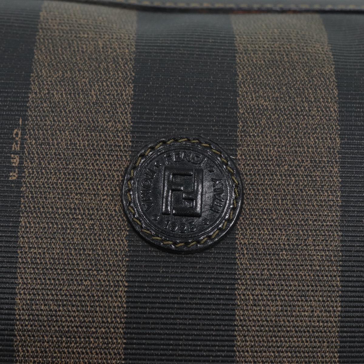 FENDI Pecan Canvas Shoulder Bag Brown Black gold ep5562