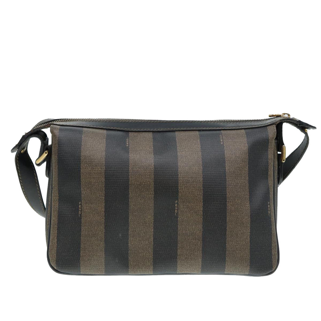 FENDI Pecan Canvas Shoulder Bag Brown Black gold ep5562