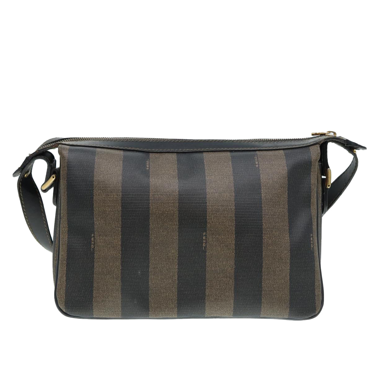 FENDI Pecan Canvas Shoulder Bag Brown Black gold ep5562