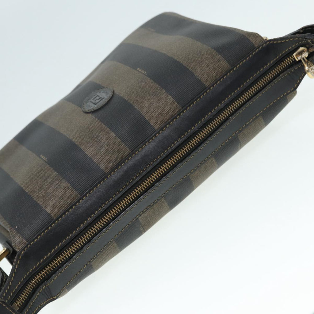 FENDI Pecan Canvas Shoulder Bag Brown Black gold ep5562