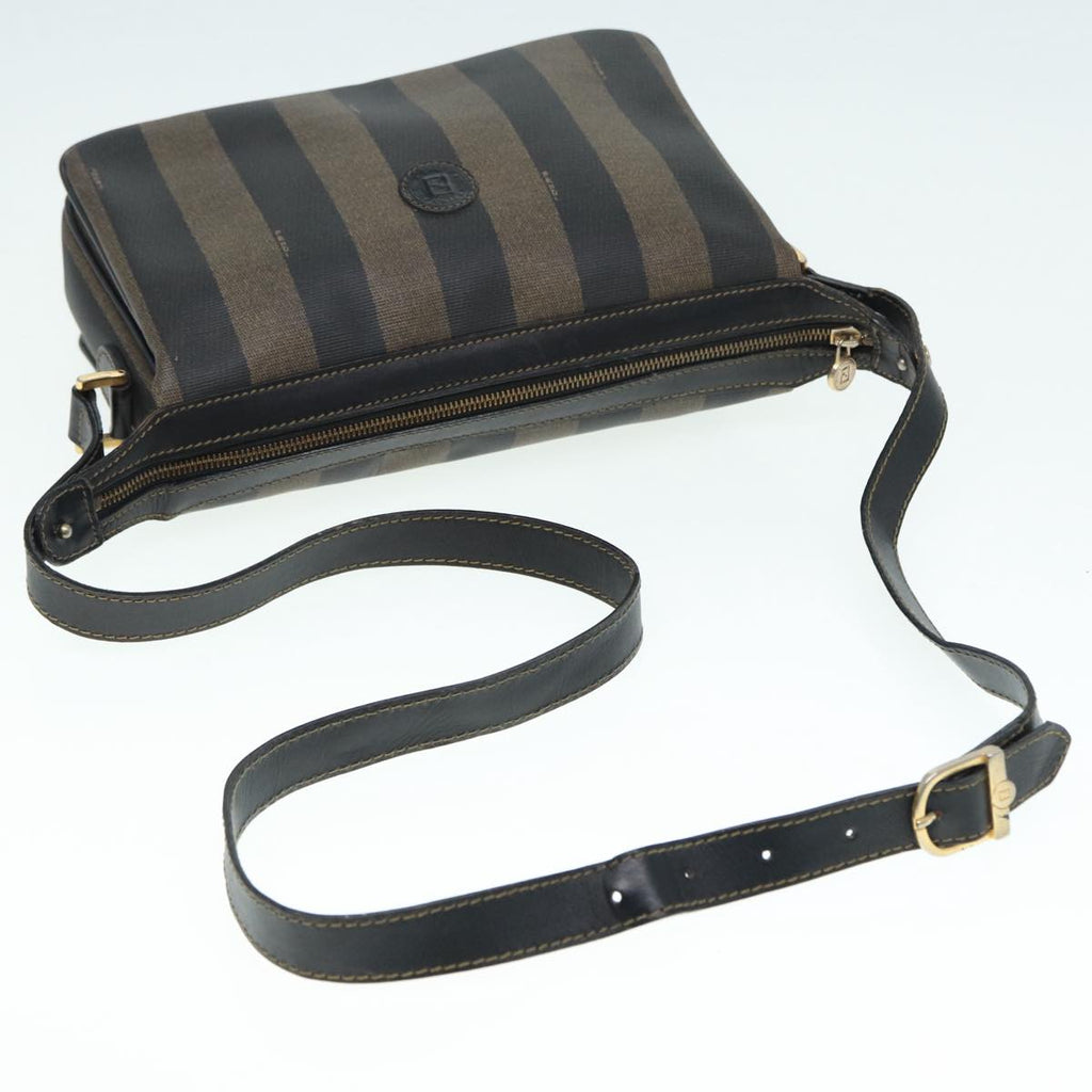 FENDI Pecan Canvas Shoulder Bag Brown Black gold ep5562