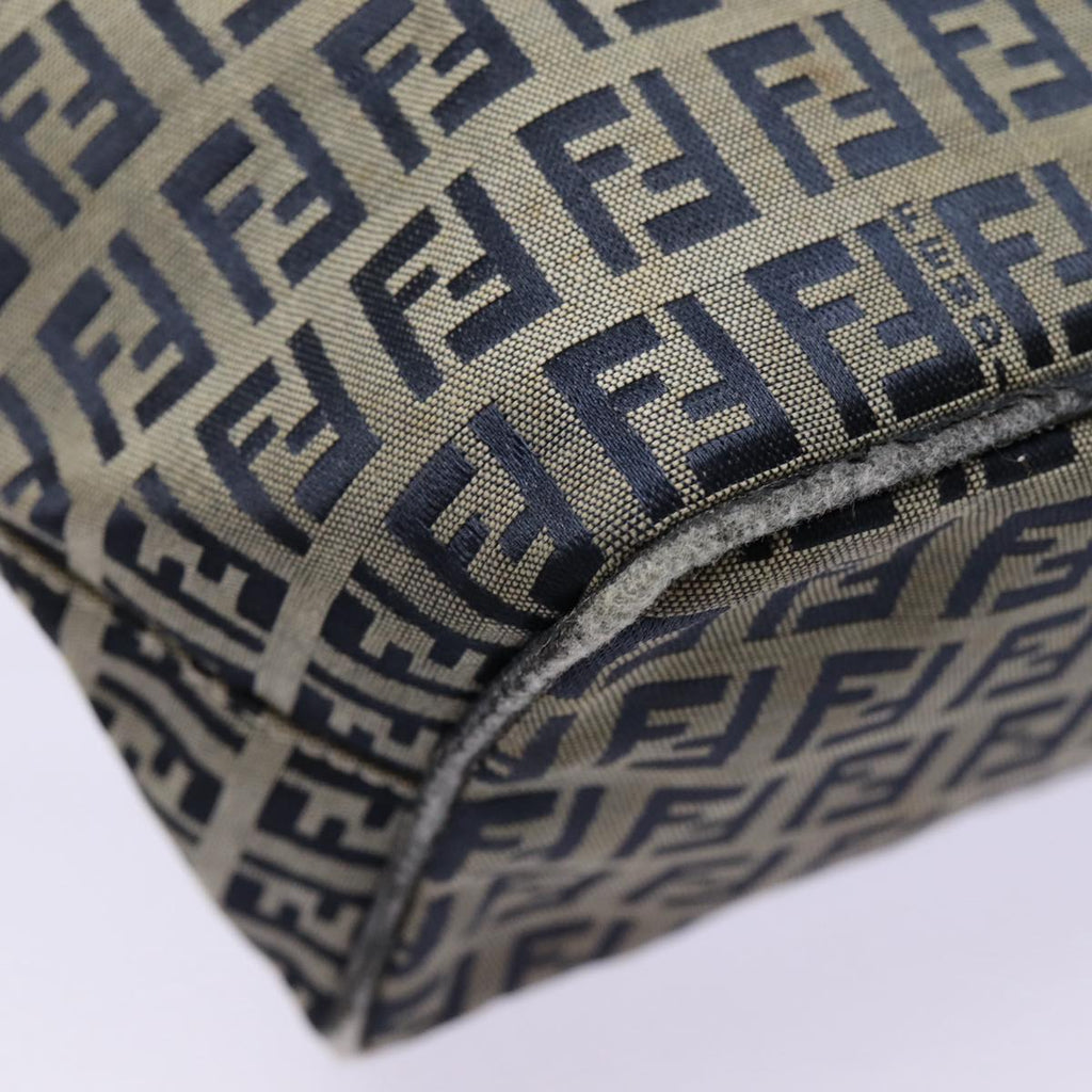 FENDI Zucchino Canvas Hand Bag Navy Silver ep5563