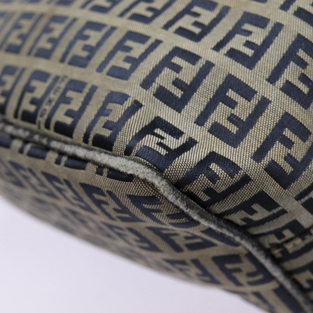 FENDI Zucchino Canvas Hand Bag Navy Silver ep5563