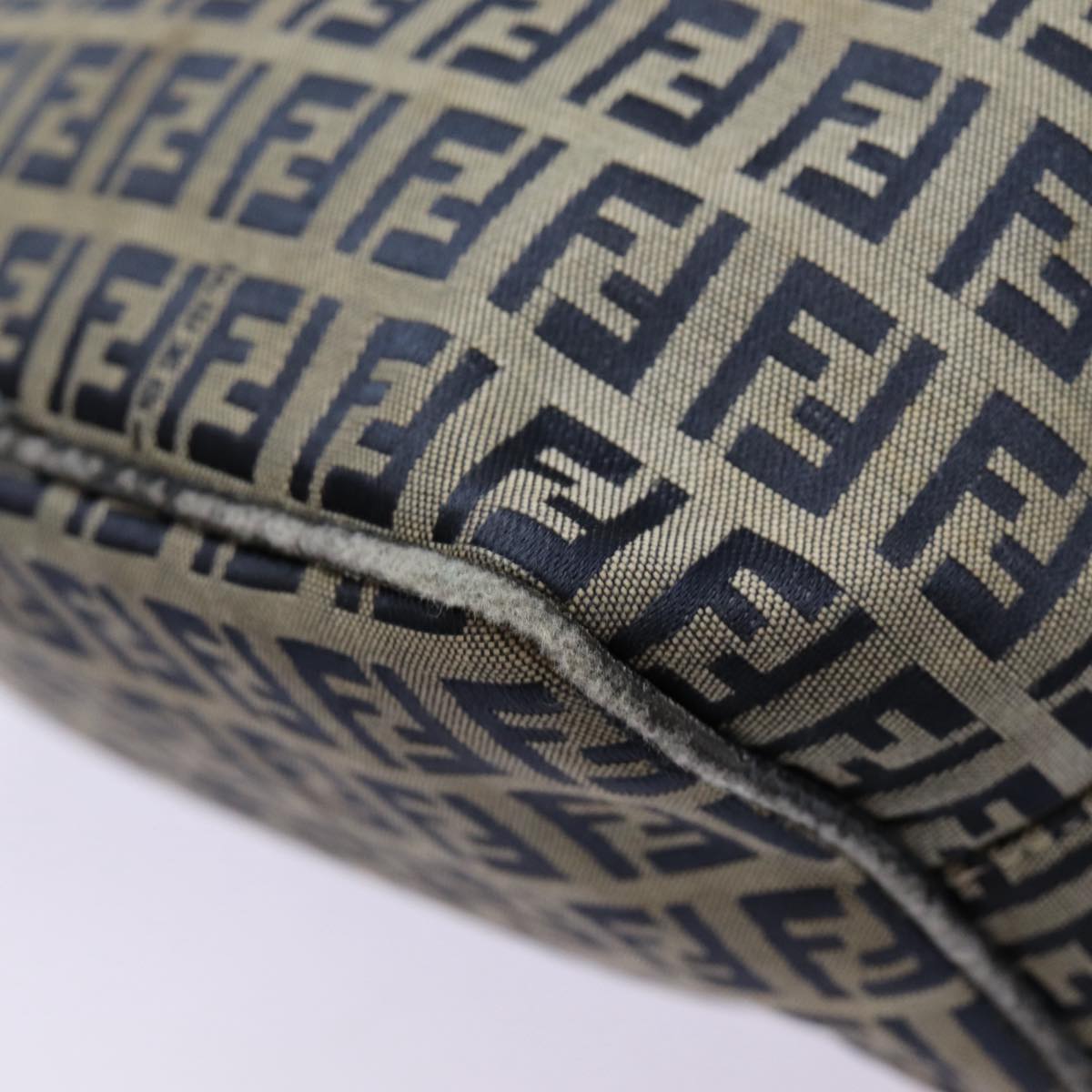 FENDI Zucchino Canvas Hand Bag Navy Silver ep5563