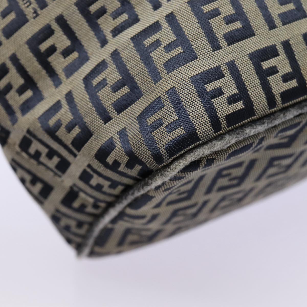 FENDI Zucchino Canvas Hand Bag Navy Silver ep5563