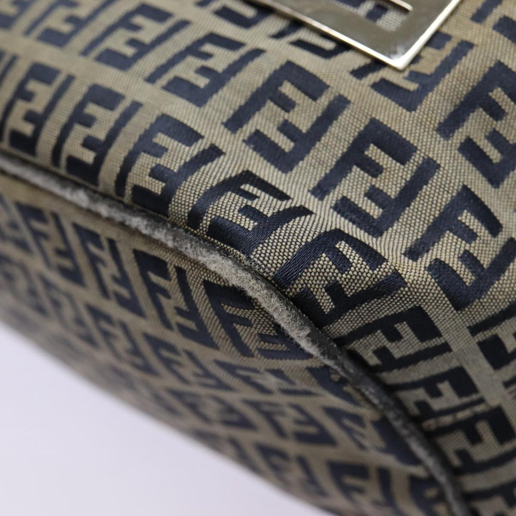 FENDI Zucchino Canvas Hand Bag Navy Silver ep5563