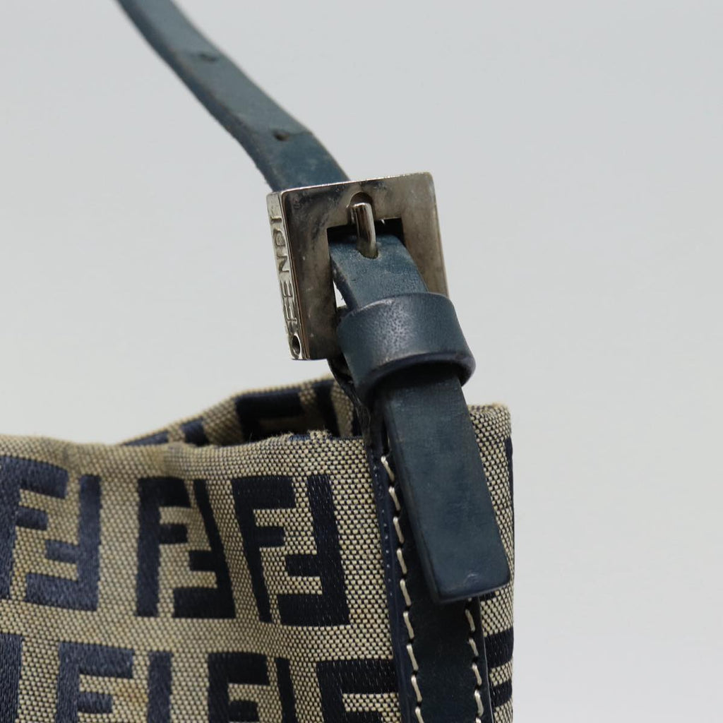 FENDI Zucchino Canvas Hand Bag Navy Silver ep5563