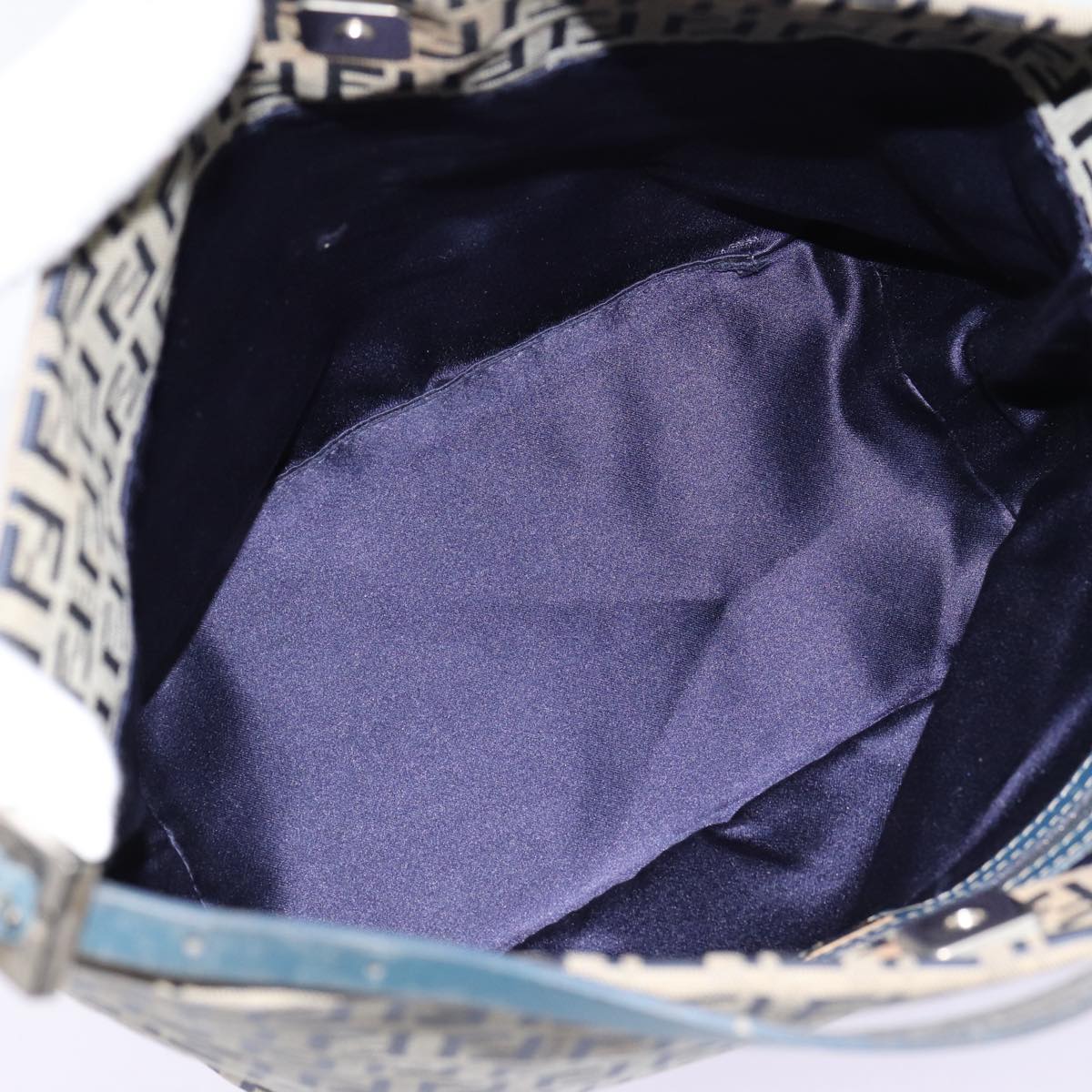FENDI Zucchino Canvas Hand Bag Navy Silver ep5563