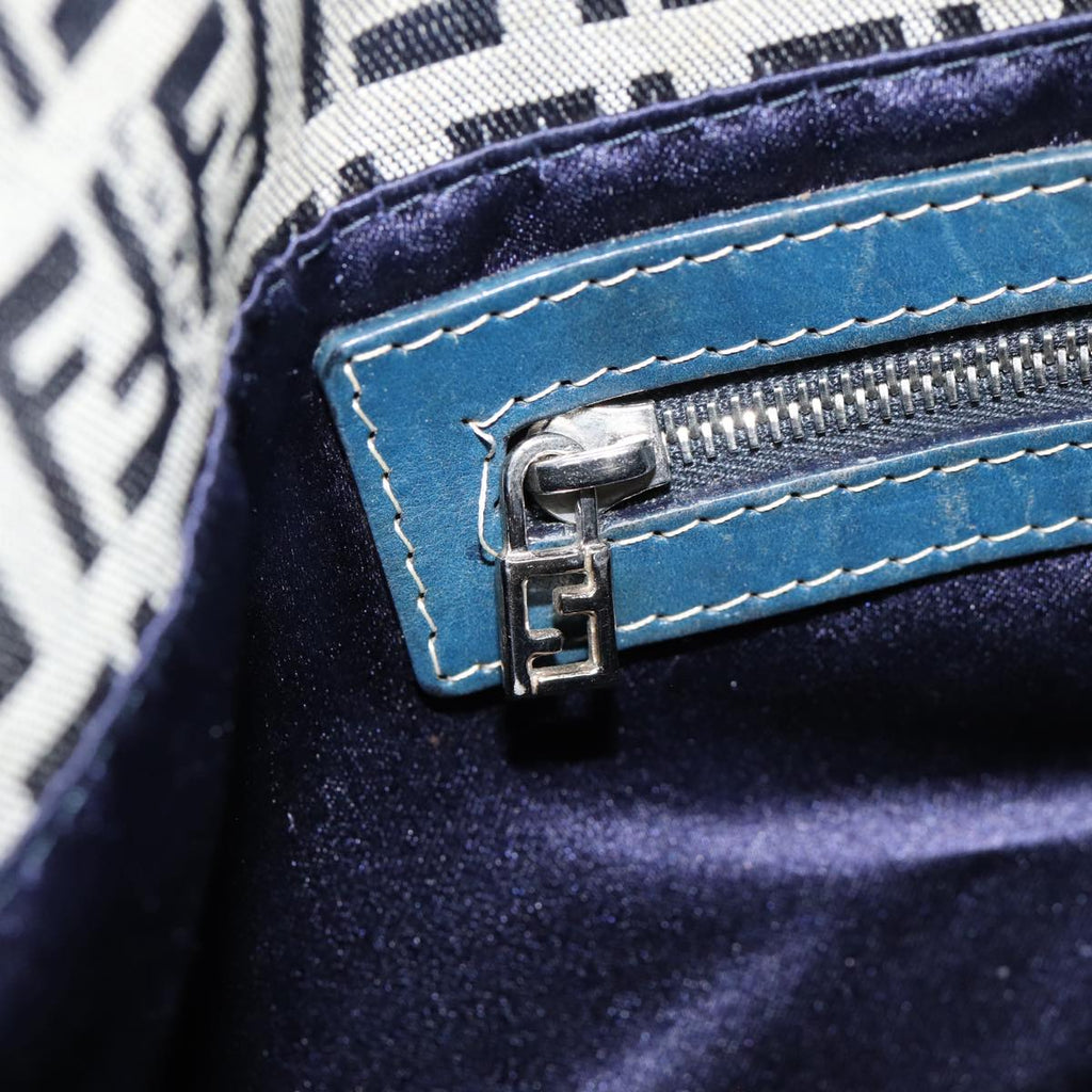 FENDI Zucchino Canvas Hand Bag Navy Silver ep5563