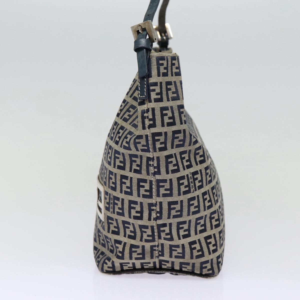 FENDI Zucchino Canvas Hand Bag Navy Silver ep5563