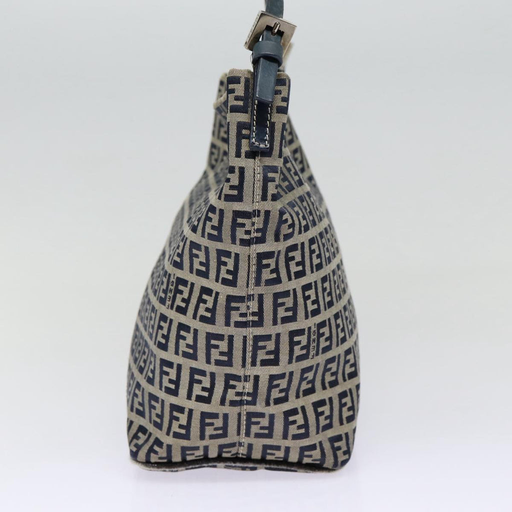 FENDI Zucchino Canvas Hand Bag Navy Silver ep5563