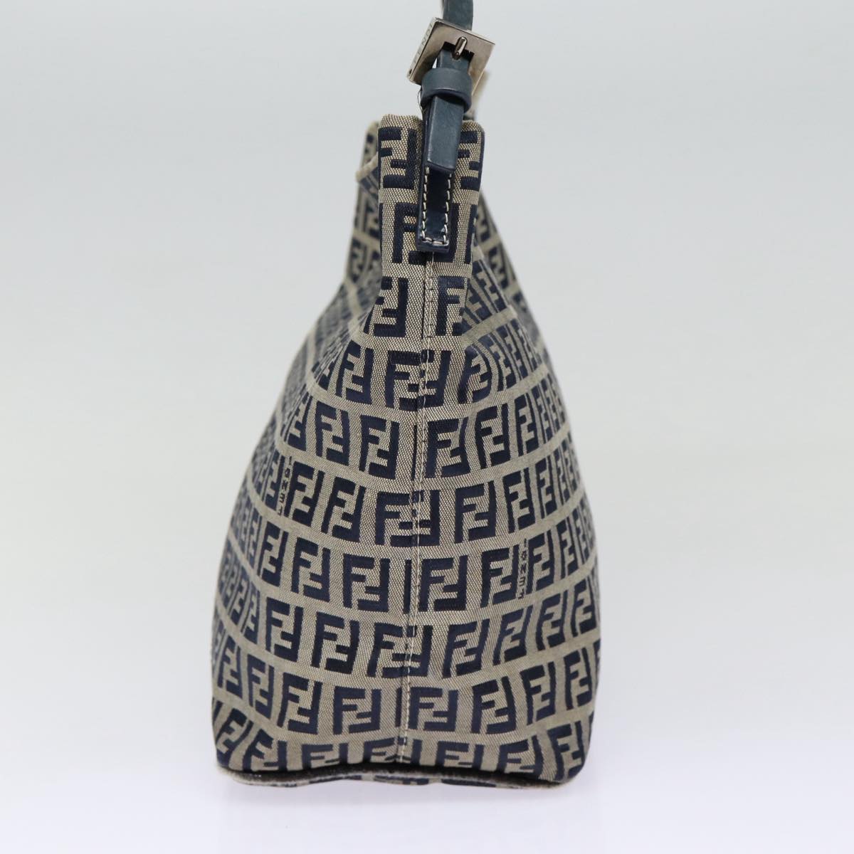 FENDI Zucchino Canvas Hand Bag Navy Silver ep5563