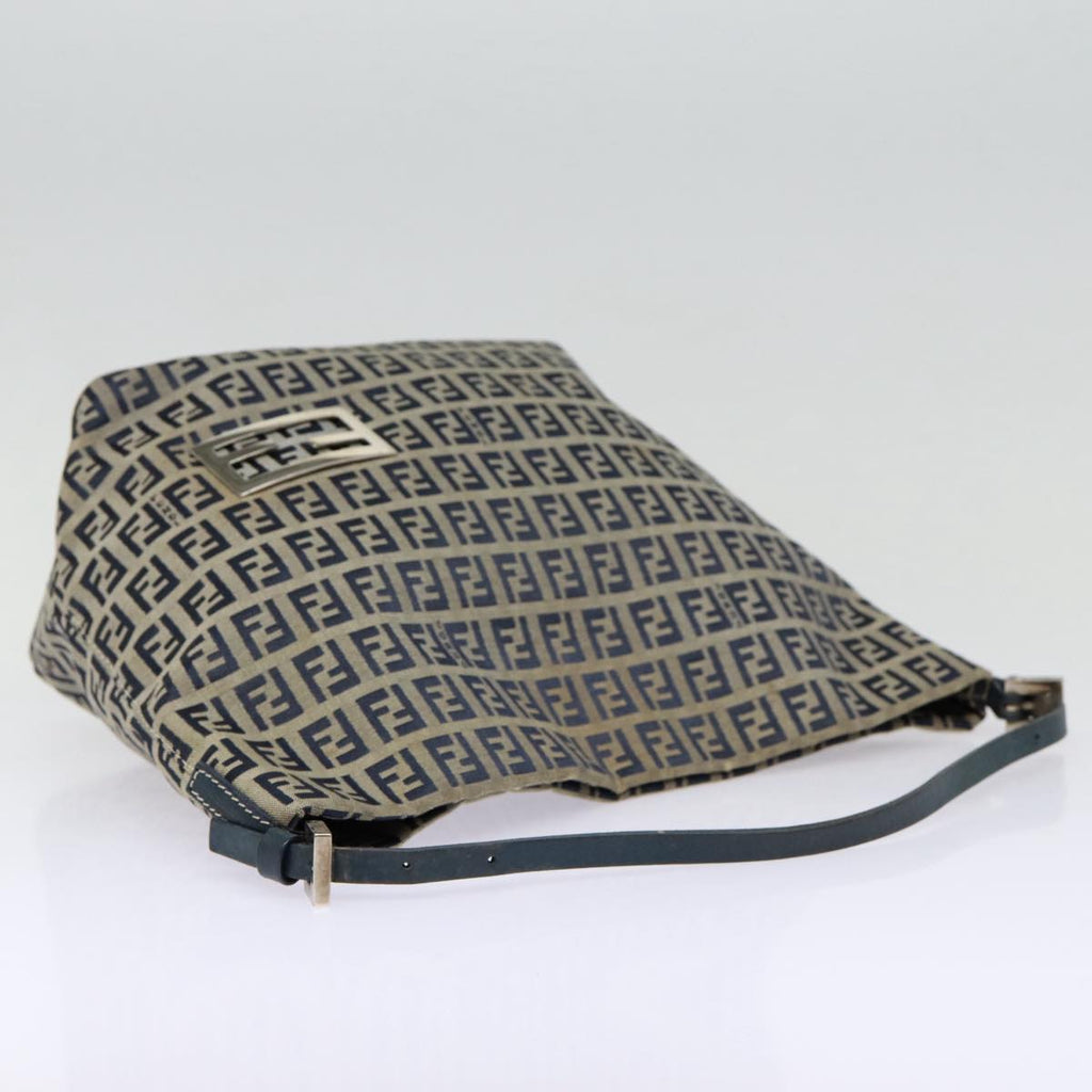 FENDI Zucchino Canvas Hand Bag Navy Silver ep5563