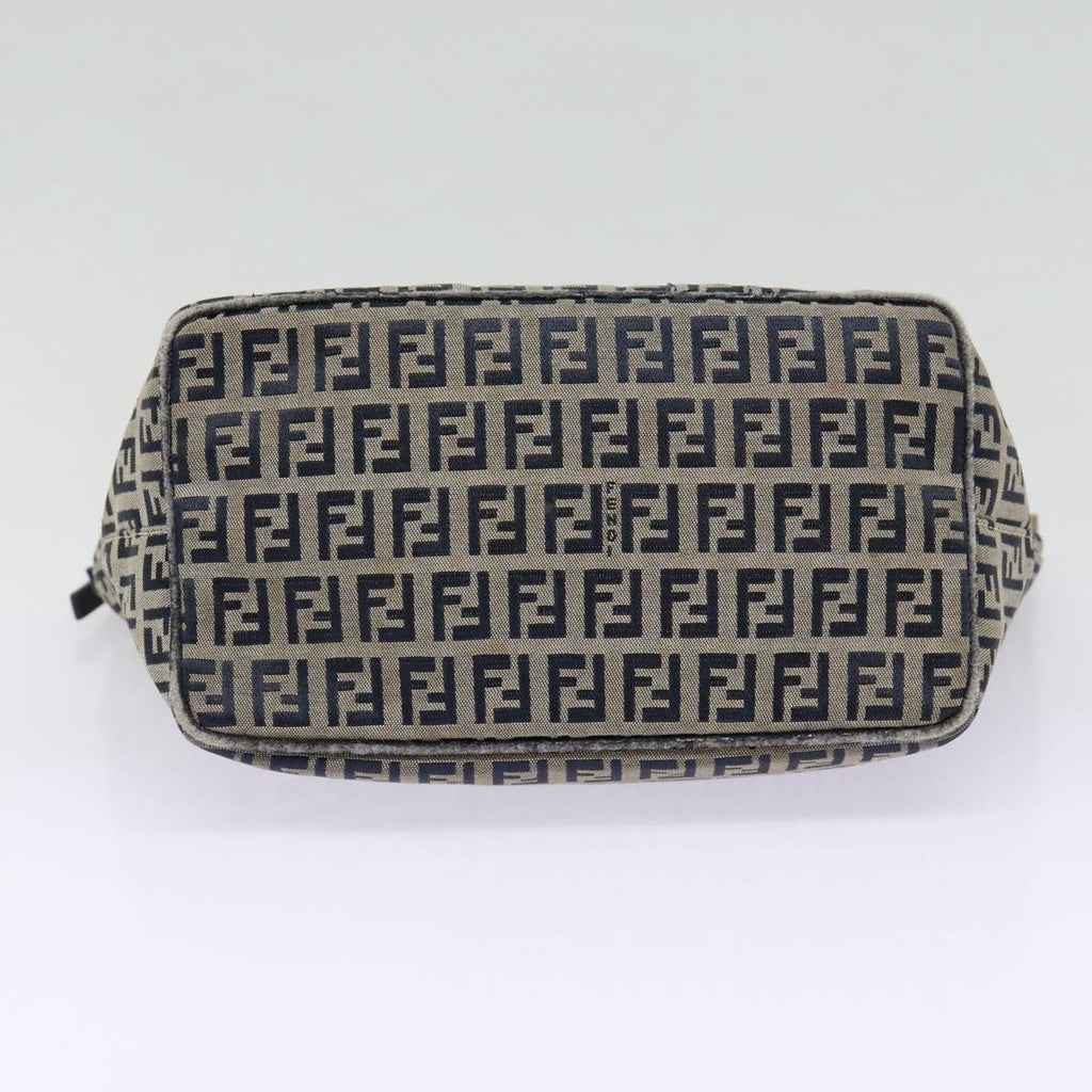 FENDI Zucchino Canvas Hand Bag Navy Silver ep5563