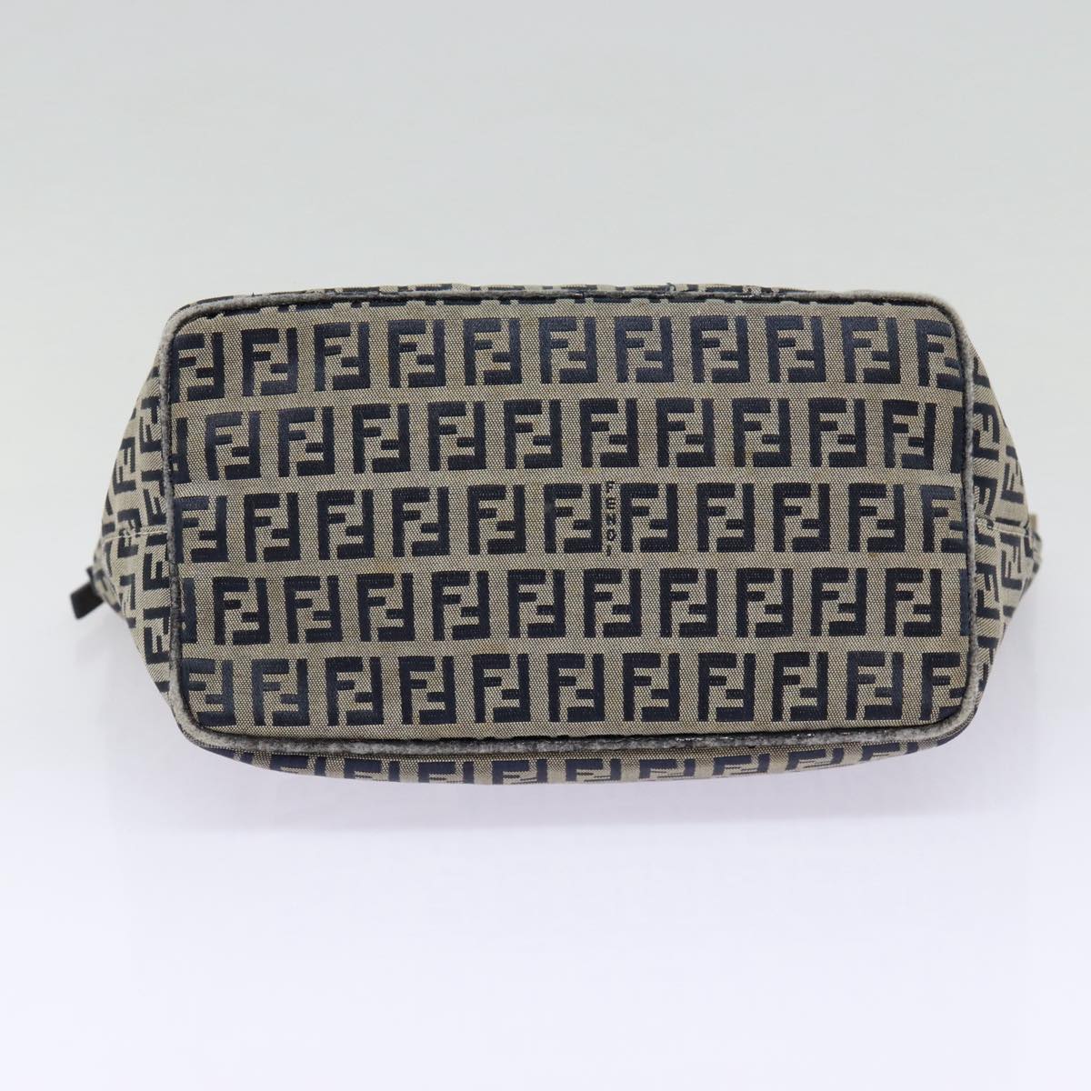 FENDI Zucchino Canvas Hand Bag Navy Silver ep5563
