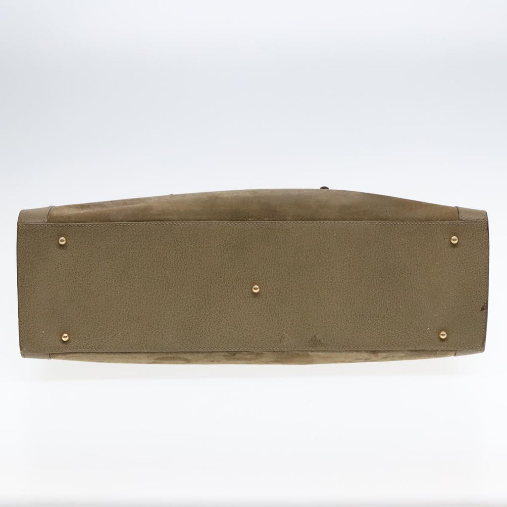 GUCCI Bamboo Hand Bag Suede Khaki Gold 002 1186 0259 ep5568