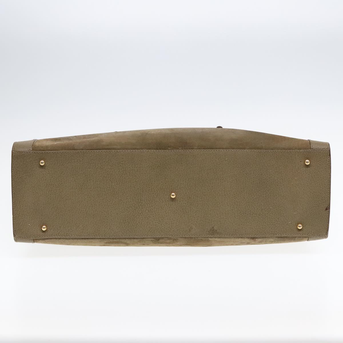 GUCCI Bamboo Hand Bag Suede Khaki Gold 002 1186 0259 ep5568