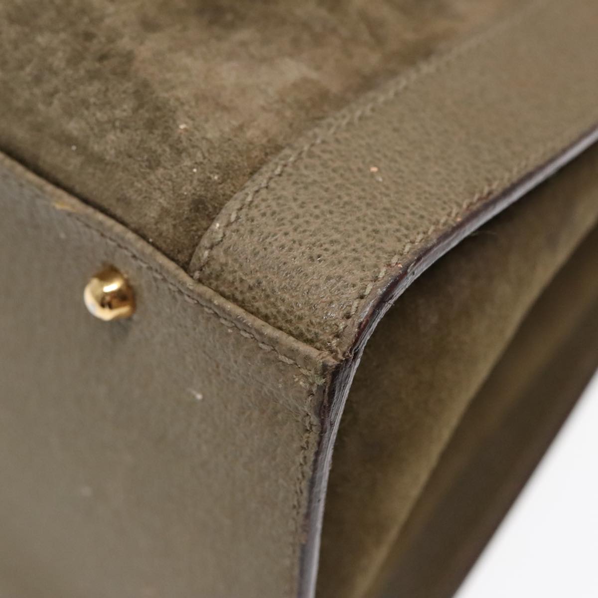 GUCCI Bamboo Hand Bag Suede Khaki Gold 002 1186 0259 ep5568