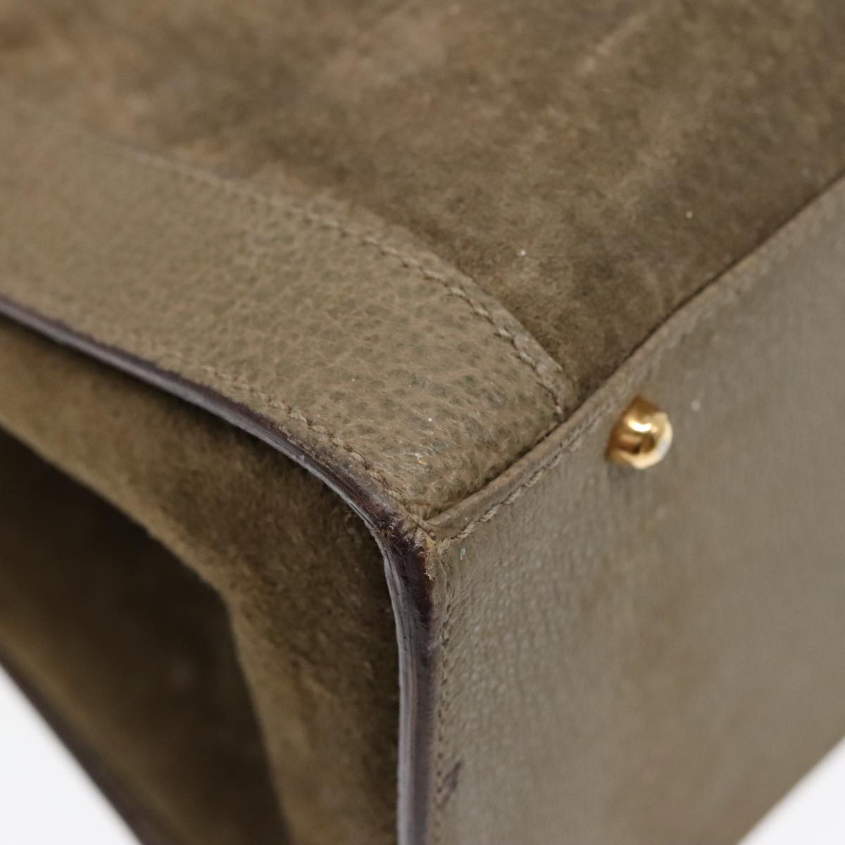 GUCCI Bamboo Hand Bag Suede Khaki Gold 002 1186 0259 ep5568
