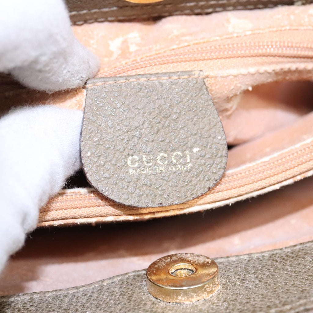 GUCCI Bamboo Hand Bag Suede Khaki Gold 002 1186 0259 ep5568