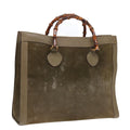 GUCCI Bamboo Hand Bag Suede Khaki Gold 002 1186 0259 ep5568