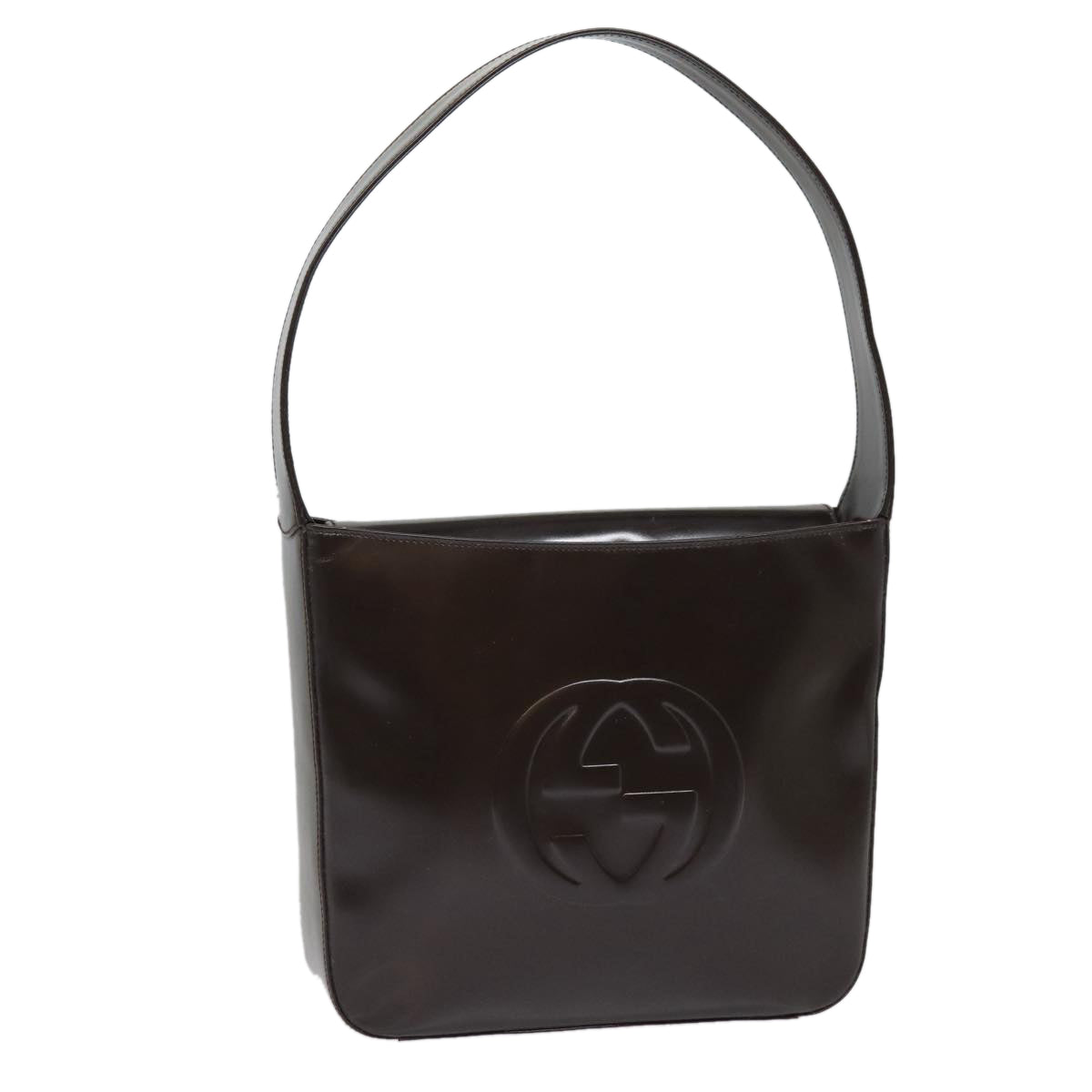 GUCCI Shoulder Bag Patent Leather Brown Silver 000 1013 0506 ep5570