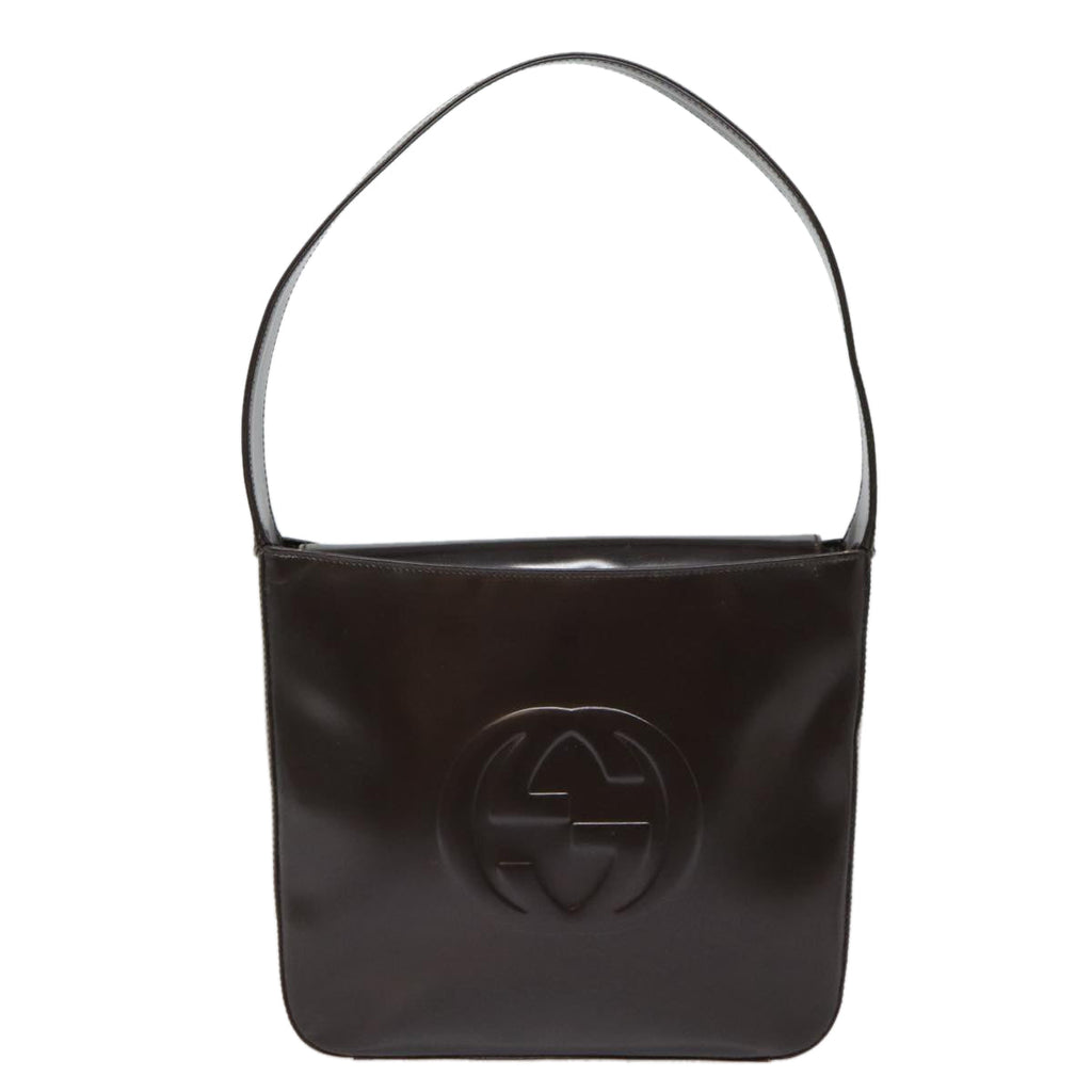 GUCCI Shoulder Bag Patent Leather Brown Silver 000 1013 0506 ep5570