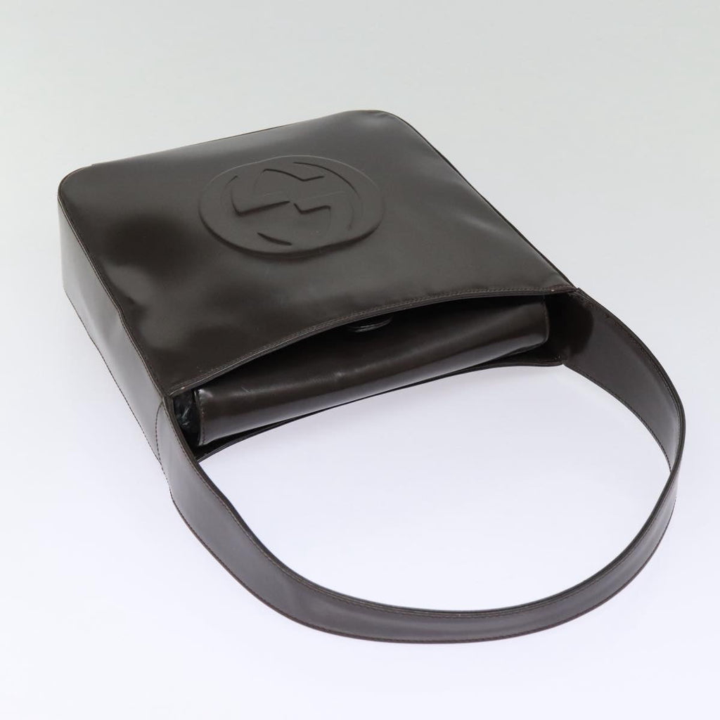 GUCCI Shoulder Bag Patent Leather Brown Silver 000 1013 0506 ep5570