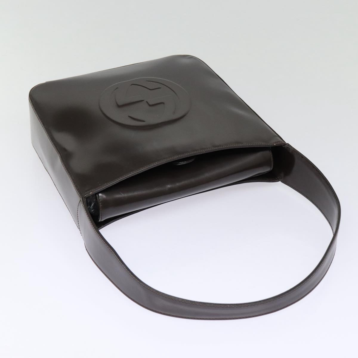 GUCCI Shoulder Bag Patent Leather Brown Silver 000 1013 0506 ep5570