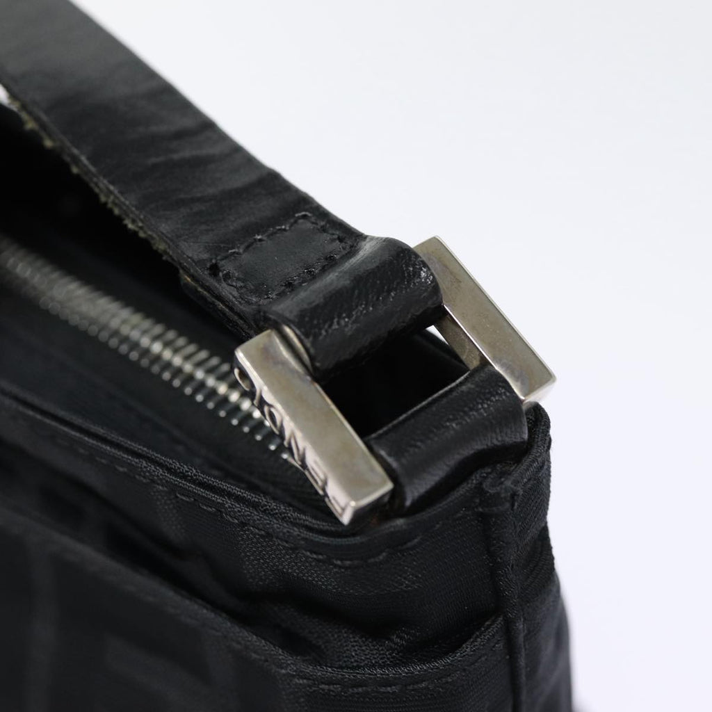 FENDI Zucca Canvas Shoulder Bag Black Silver ep5578