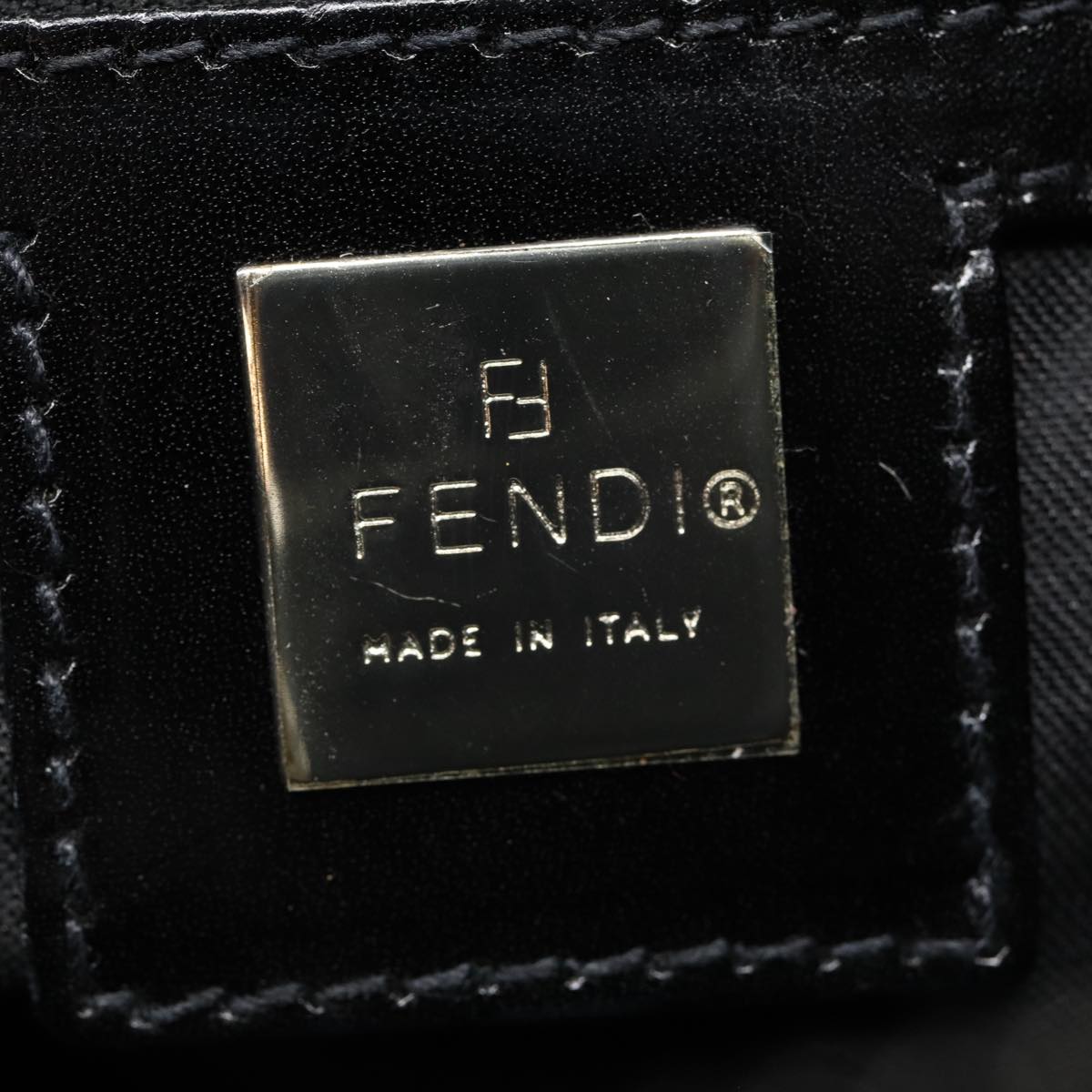 FENDI Zucca Canvas Shoulder Bag Black Silver ep5578